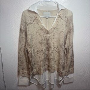 Brochu Walker The Looker Animal Print Sweater Top Size M